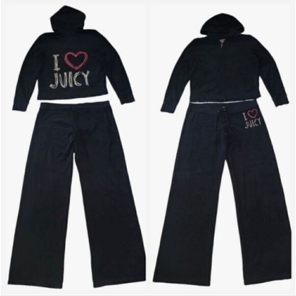 Vintage Y2K Juicy Couture Rhinestone Terrycloth Jacket and Pants Tracksuit L/XL - Picture 1 of 14
